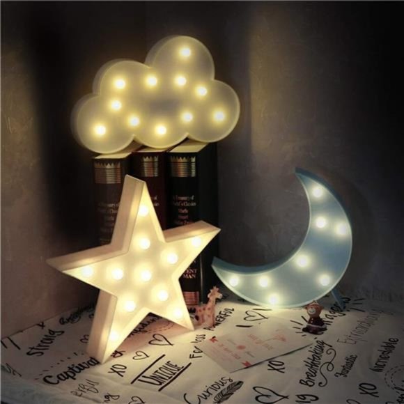 Star Marquee Sign Lights, Warm White LED Lamp -Living Room, Bedroom Table & Wall - Picture 5 of 7
